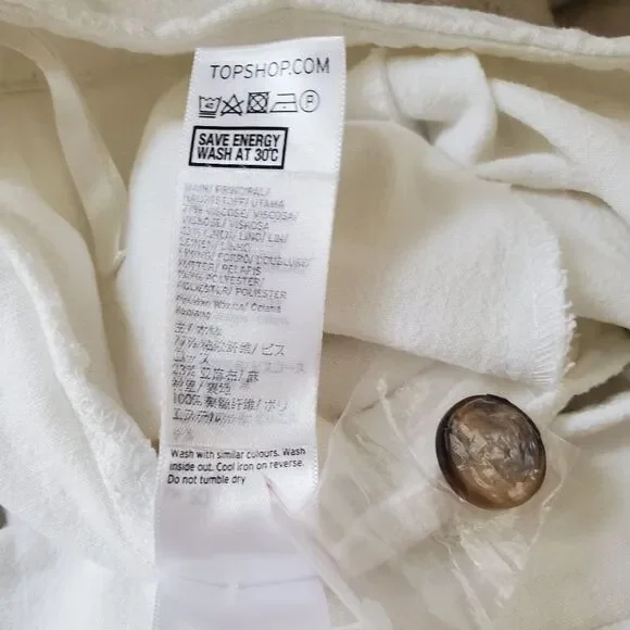 💛TOPSHOP💛 Horn Button Crop Wide Leg Trousers - [size 6 in Ivory] - Picture 15 of 16